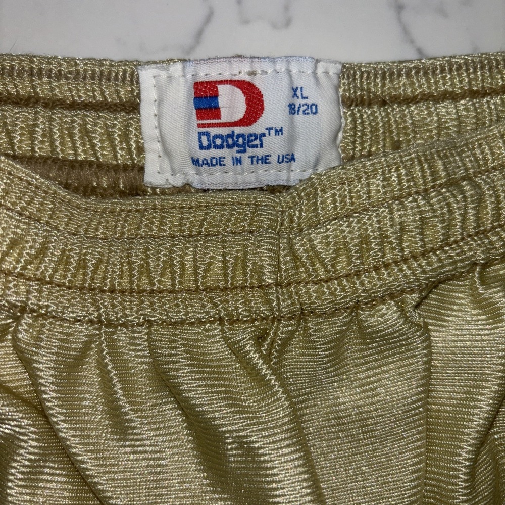 VTG 80s Dodger USA Dazzle Basketball Shorts Wake Forest Youth XL18/20 Gold Black - Picture 4 of 8